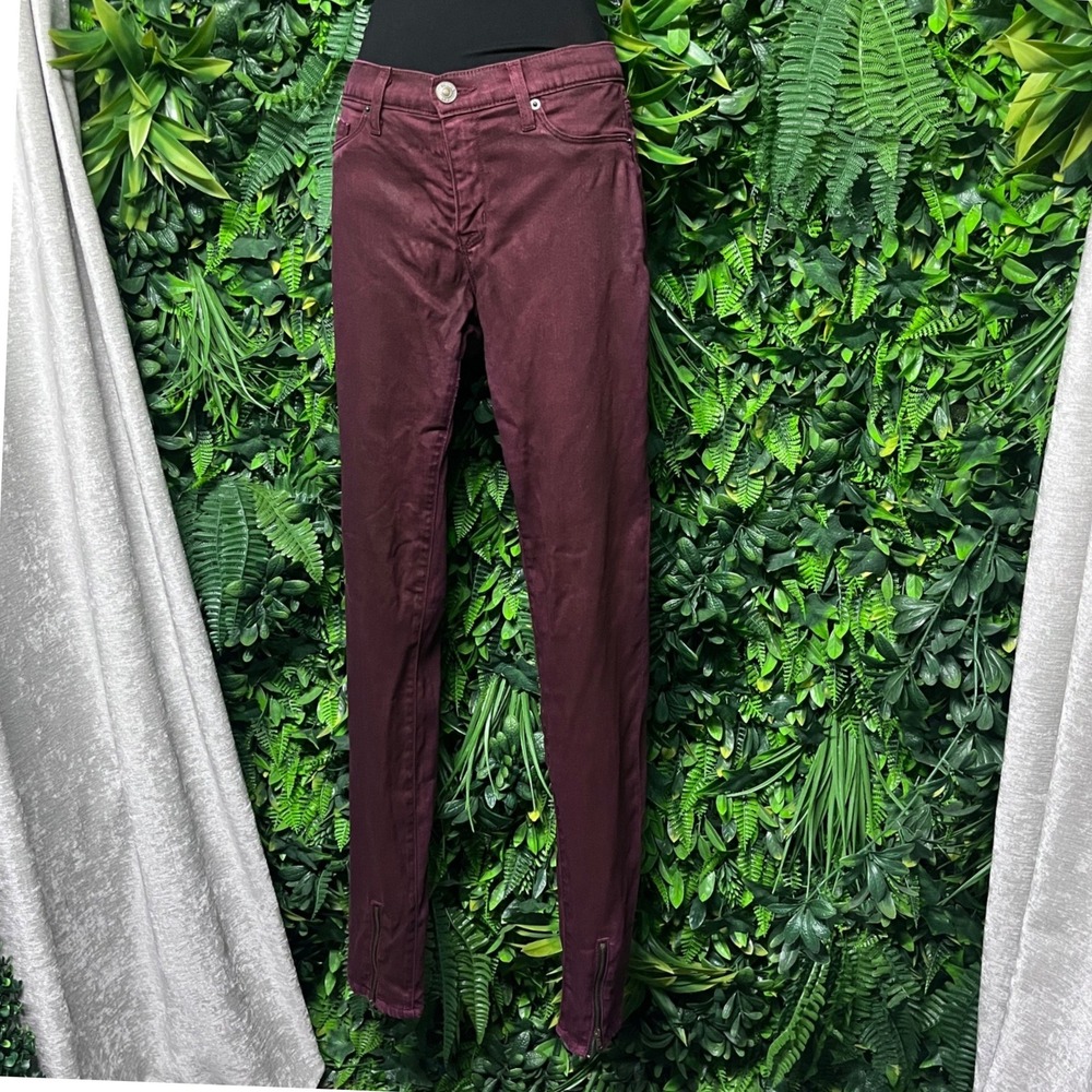 Hudson Jeans Size 29 Burgundy Juliette Refine Super Skinny Zipper Ankle 3436 - Picture 6 of 12